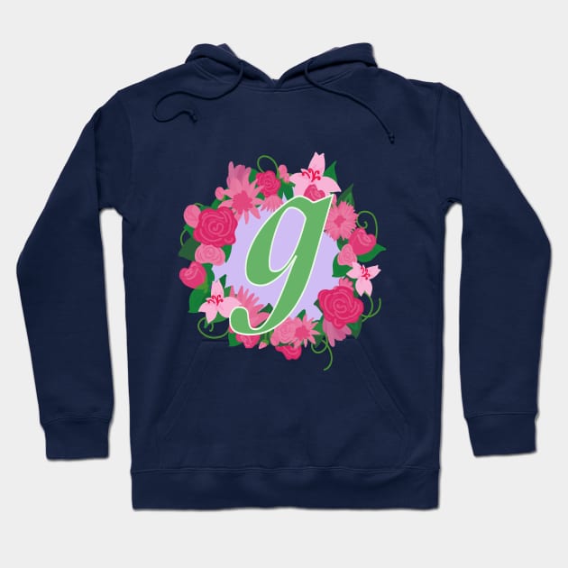 Monogram G, Personalized Floral Initial Hoodie by Bunniyababa